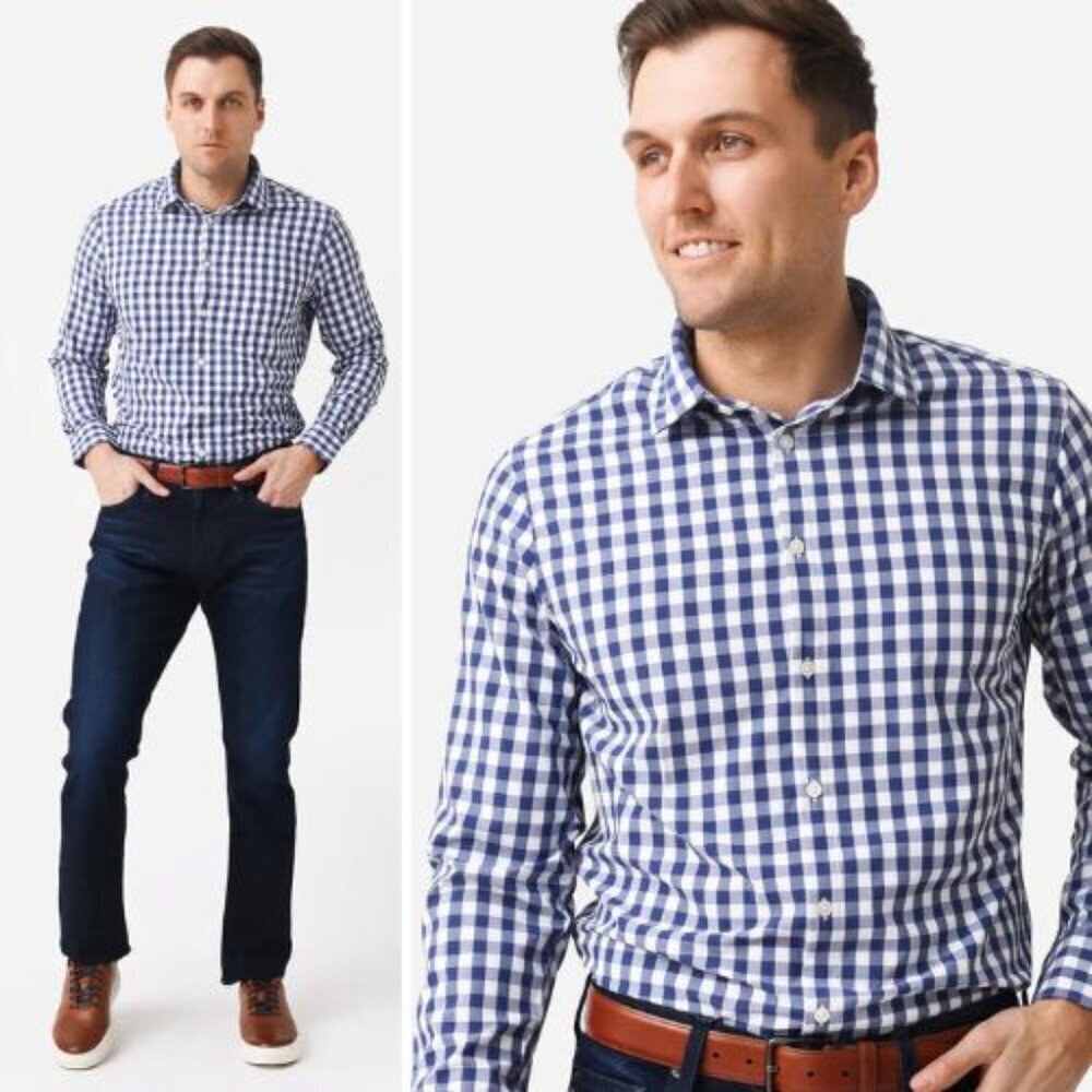 Mizzen+Main Men's Leeward Trim Fit no iron Dress Shirt Size XXL 54218